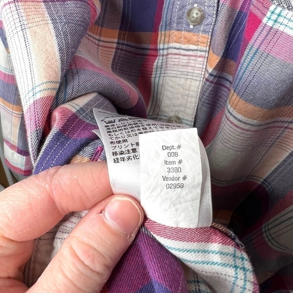 Eddie Bauer Rustic Plaid Pink Purple Orange Cozy Plaid Flannel Shirt Size Medium - Picture 8 of 13